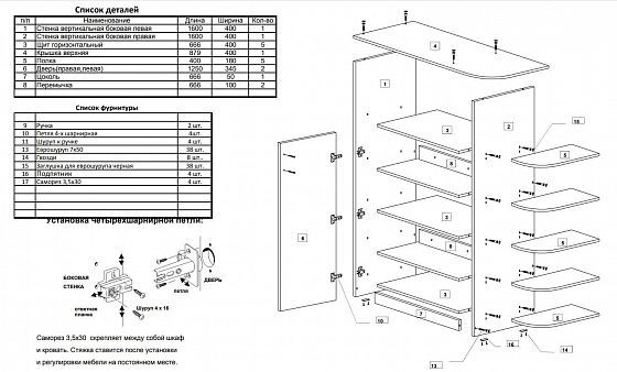Шкаф "Мая" - Схема сборки