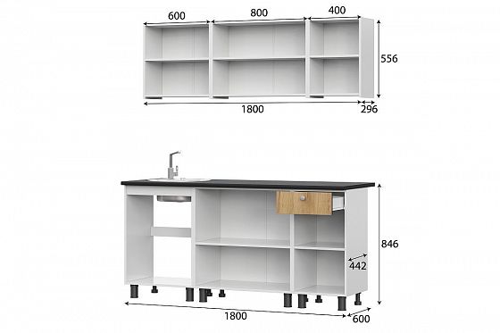 Кухонный гарнитур прямой "КГ-1" 1800 мм (NN-Мебель), схема