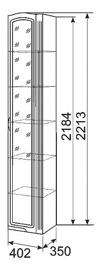 Шкаф-пенал правый со стеклом "Виктория" №32 - Схема