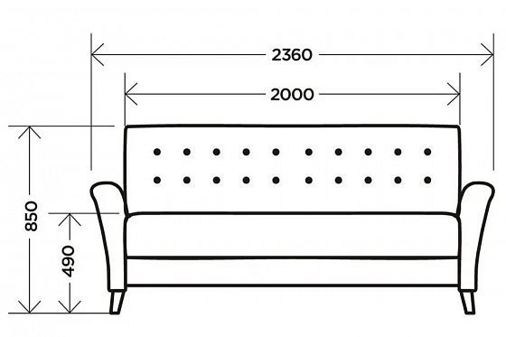 Диван "Клементина" - Диван "Клементина", Темпо 8 (микророгожка), схема спереди