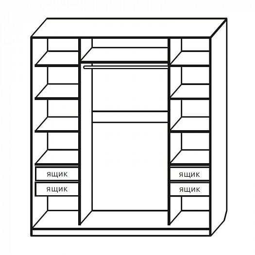 Шкаф-купе "Юлия" (2000 мм) - Стандартное внутреннее наполнение