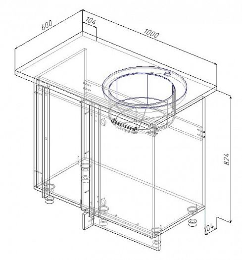 Модуль под мойку угловой "Графика" Арт. ММ100Пр Правый (без столешницы) - схема