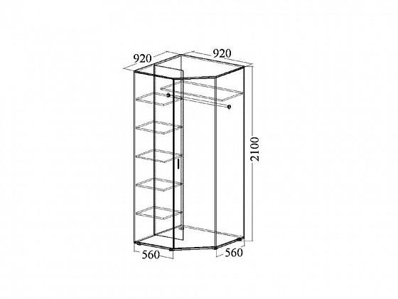 Шкаф угловой без зеркала "Венеция 9" - Шкаф угловой без зеркала "Венеция 9", схема