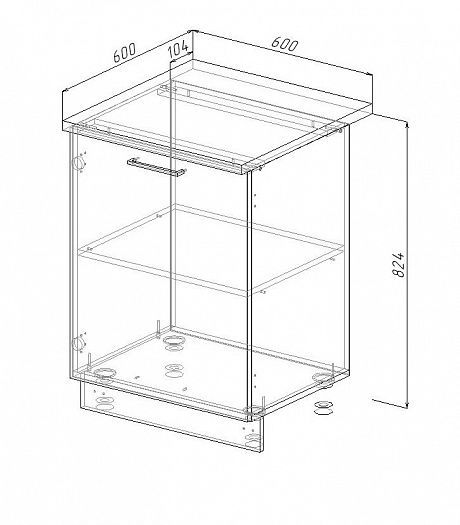 Модуль нижний "Гарда" Арт. МН 60 (без столешницы) - схема