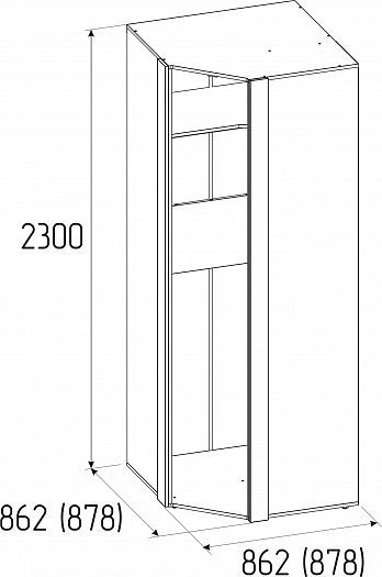 Шкаф угловой 156 "Scandica Oslo" фасад Стандарт - Схема