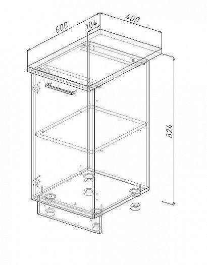 Модуль нижний "Гарда" Арт. МН 40 (без столешницы) - схема