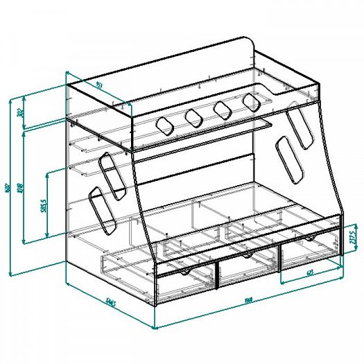 Кровать двухъярусная "Дельта" №20.01 - Схема