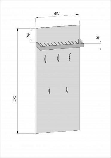 Вешалка малая 600 - с размерами