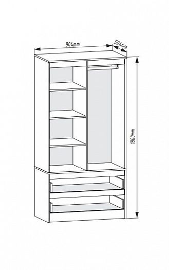 Шкаф распашной "Мори" МШ900.1 - схема