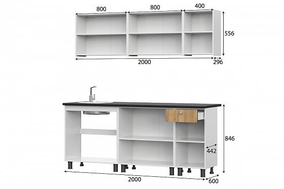 Кухонный гарнитур прямой "КГ-1" 2000 мм (NN-Мебель), схема