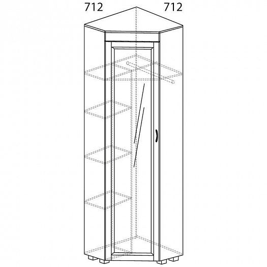 Шкаф угловой (712 мм) с зеркалом "Йорк" 07.2-ШК - Шкаф угловой (712 мм) с зеркалом "Йорк" 07.2-ШК, в